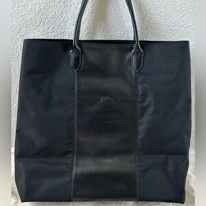 Longchamp Black Nylon and Leather Briefcase Authentic